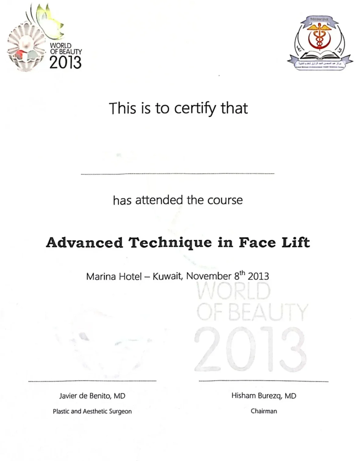 Especialización en Rejuvenecimiento Facial