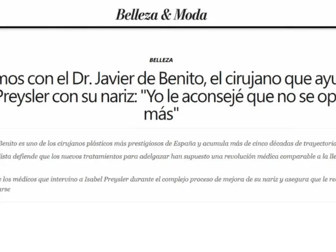 mención de dr benito a belleza y moda